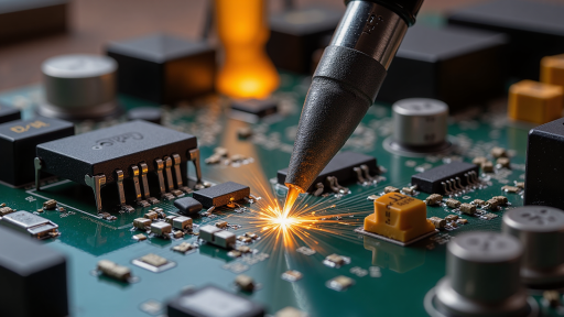 高速钻孔机正在加工线路板，精密钻头作业